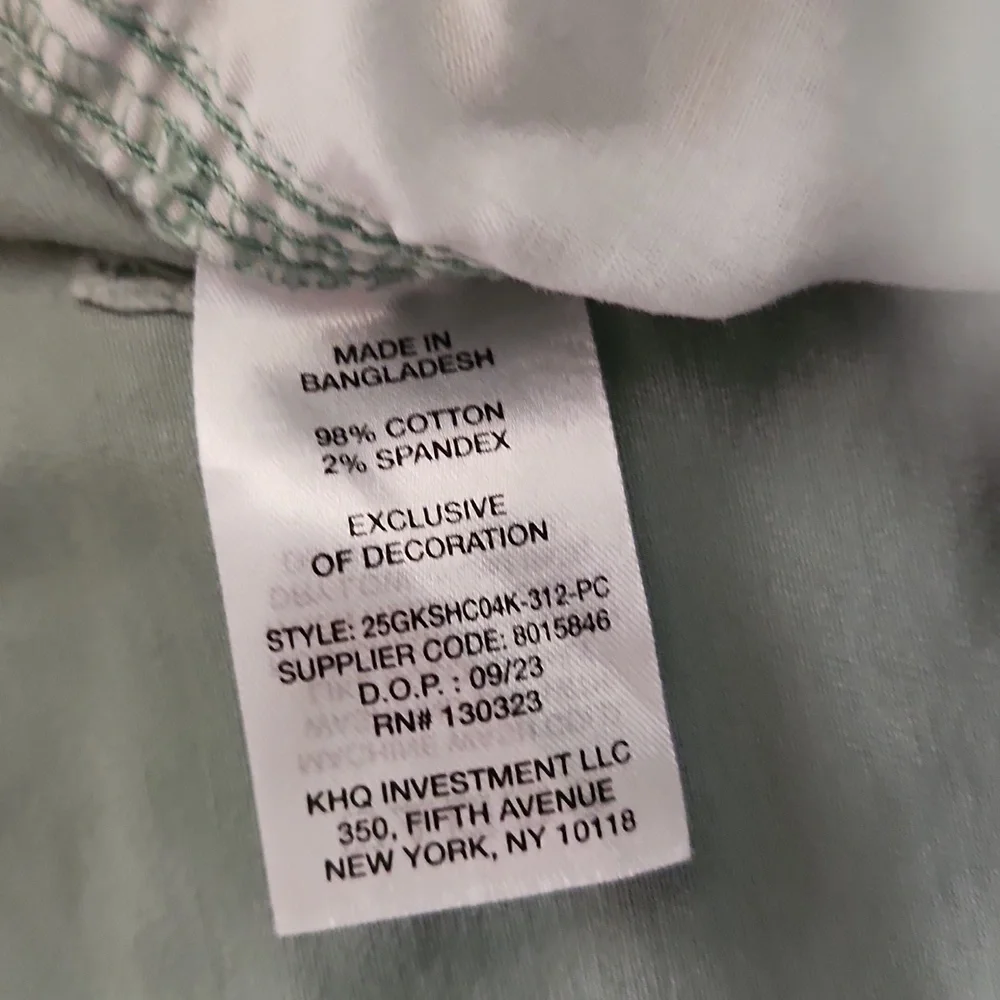 Gap Kids Boys Elastic Waistband Stretch Soft Twill Shorts Granite Green Size XL